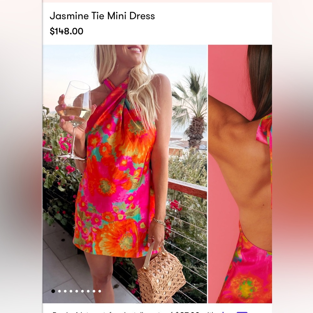 Show Me Your MuMu Jasmine Tie Mini Dress in Hot Pink & Orange Floral